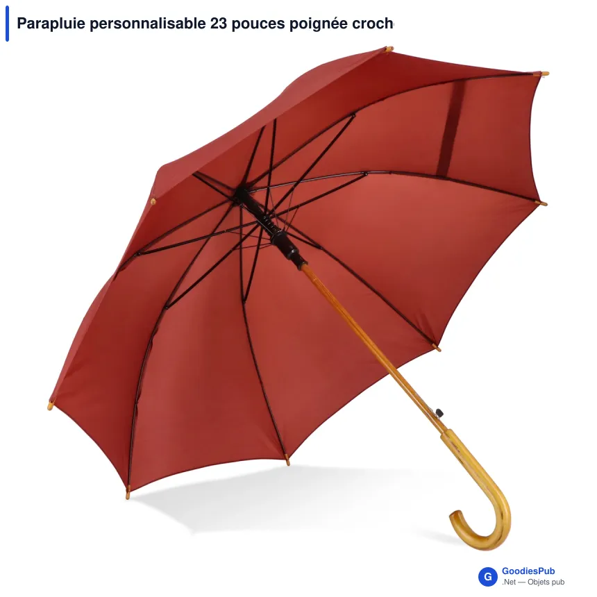 Parapluie personnalisable 23 pouces poignée crochet automatique avec logo - Aran - Image 8