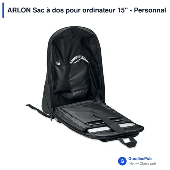 Sac à dos antivol personnalisable pour ordinateur 15" - ARLONavec logo - Image 8