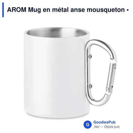 AROM Mug en métal anse mousqueton