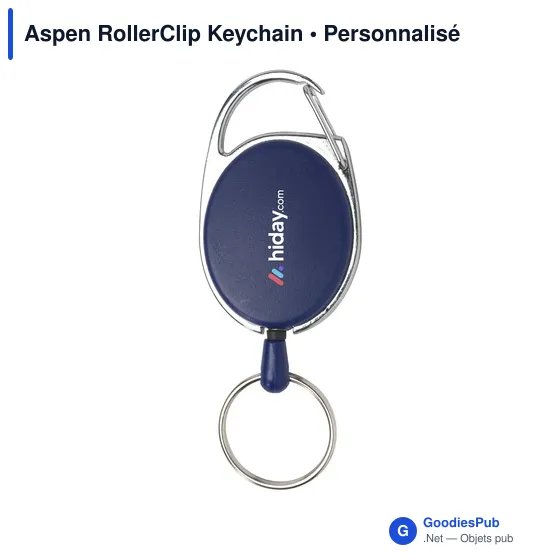 Porte-clés personnalisable Aspen RollerClip avec logo - Image 1