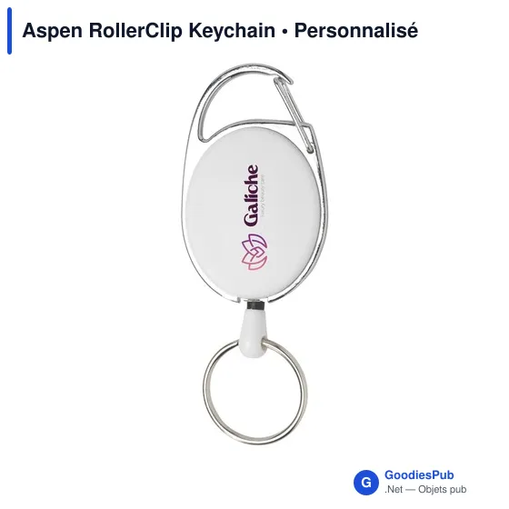 Porte-clés personnalisable Aspen RollerClip avec logo - Image 4