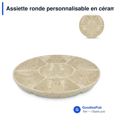 Assiette ronde personnalisable en céramique 26 cm avec logo - Sagaform Ditte