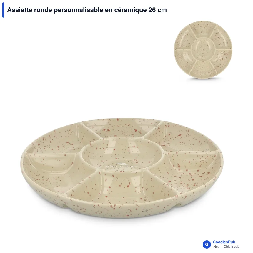 Assiette ronde personnalisable en céramique 26 cm avec logo - Sagaform Ditte - Image 1