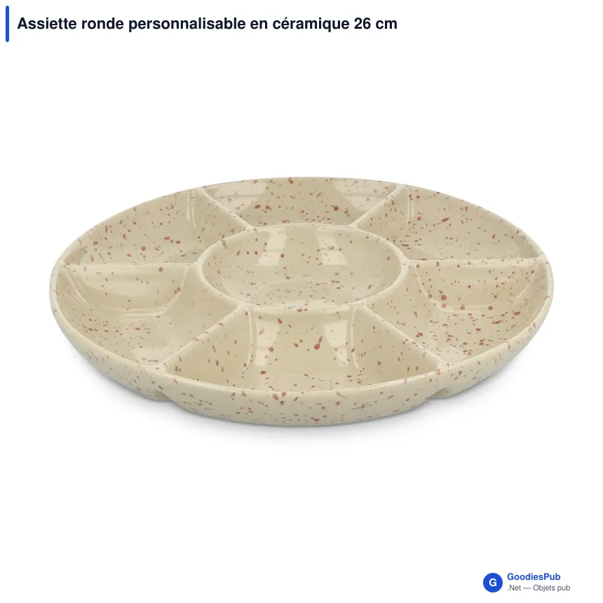 Assiette ronde personnalisable en céramique 26 cm avec logo - Sagaform Ditte - Image 2