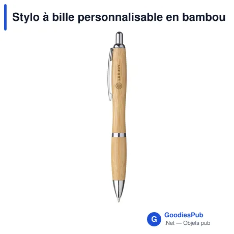 Stylo à bille personnalisable en bambou avec logo - Athos Bamboo stylo