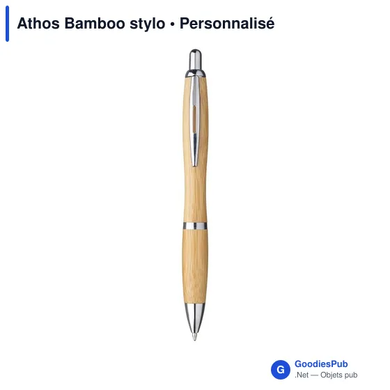 Stylo à bille personnalisable en bambou avec logo - Athos Bamboo stylo - Image 2
