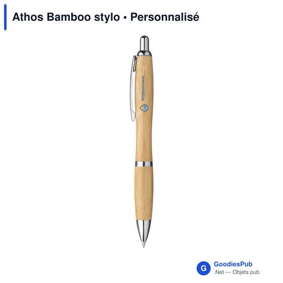 Stylo à bille personnalisable en bambou avec logo - Athos Bamboo stylo - Image 5