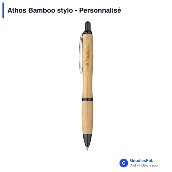 Stylo à bille personnalisable en bambou avec logo - Athos Bamboo stylo - Image 7