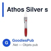 Stylo bille personnalisable Athos Silver avec logo - Miniature 1