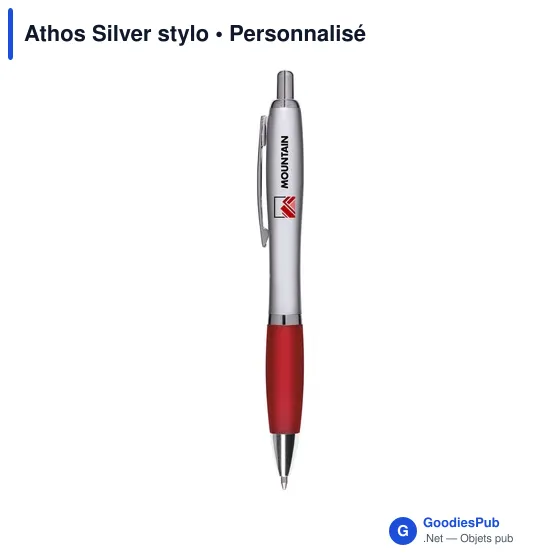 Stylo bille personnalisable Athos Silver avec logo - Image 1