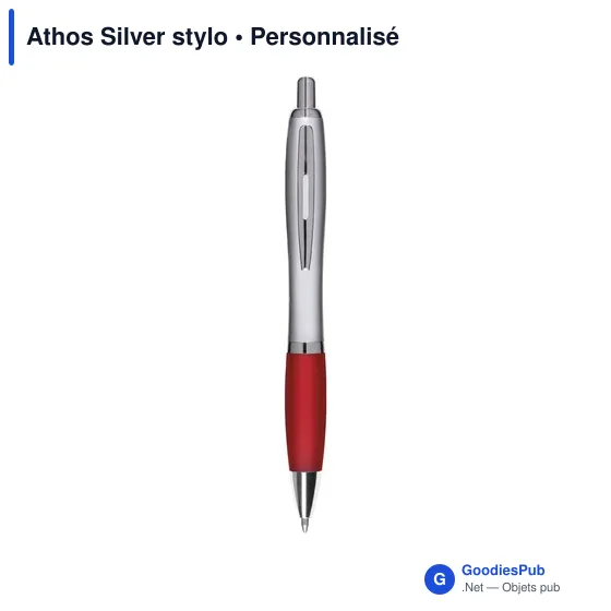 Stylo bille personnalisable Athos Silver avec logo - Image 2