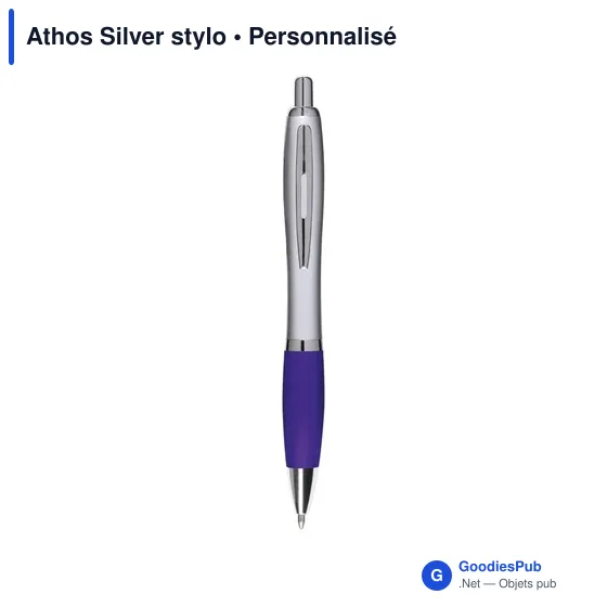 Stylo bille personnalisable Athos Silver avec logo - Image 11