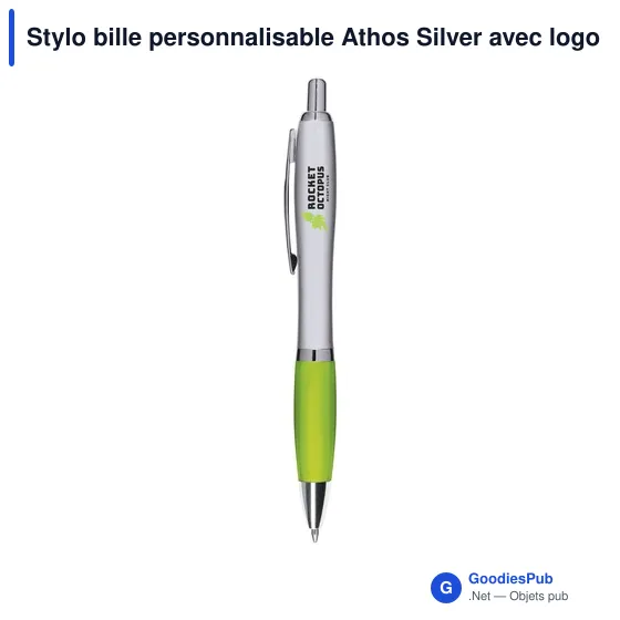 Stylo bille personnalisable Athos Silver avec logo - Image 12