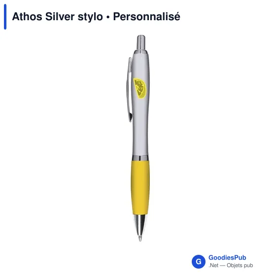 Stylo bille personnalisable Athos Silver avec logo - Image 4