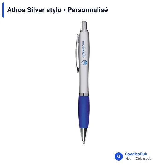 Stylo bille personnalisable Athos Silver avec logo - Image 5