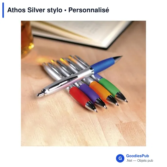 Stylo bille personnalisable Athos Silver avec logo - Image 6