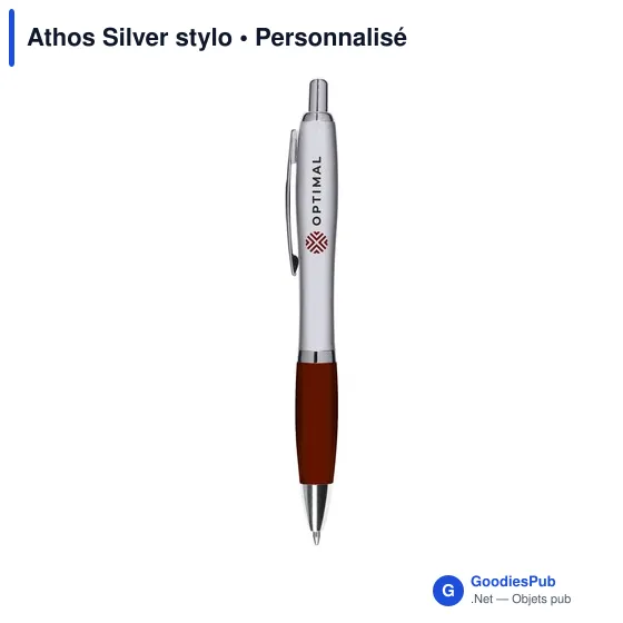 Stylo bille personnalisable Athos Silver avec logo - Image 8