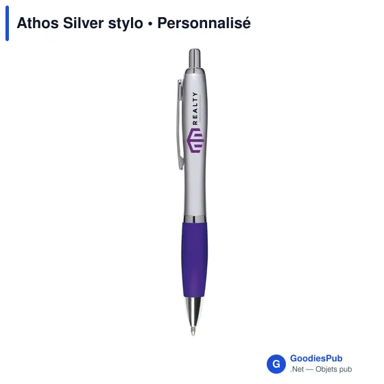 Stylo bille personnalisable Athos Silver avec logo - Image 10
