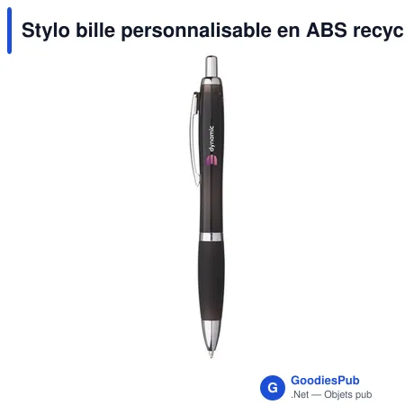 Stylo bille personnalisable en ABS recyclé avec logo - Athos Solid GRS