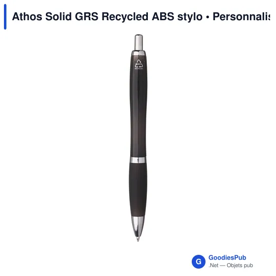 Stylo bille personnalisable en ABS recyclé avec logo - Athos Solid GRS - Image 2