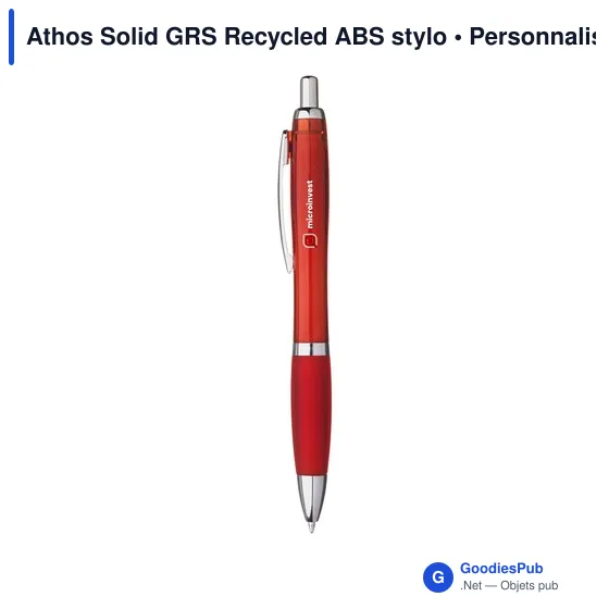 Stylo bille personnalisable en ABS recyclé avec logo - Athos Solid GRS - Image 11