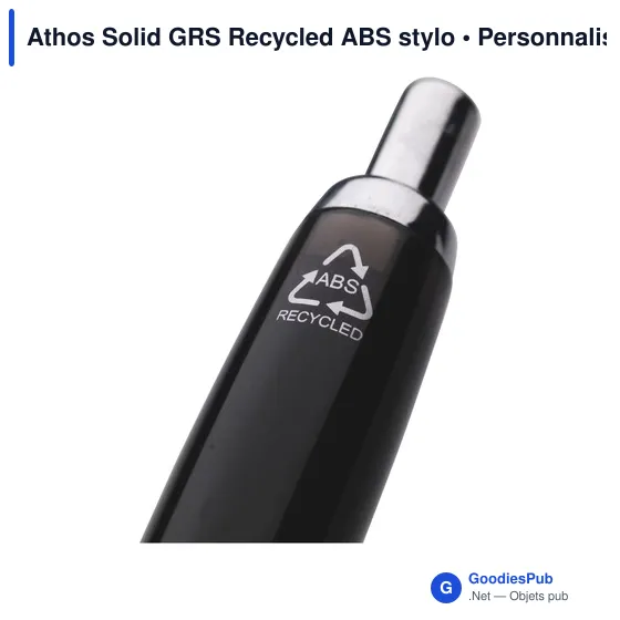 Stylo bille personnalisable en ABS recyclé avec logo - Athos Solid GRS - Image 3