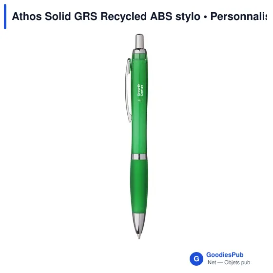 Stylo bille personnalisable en ABS recyclé avec logo - Athos Solid GRS - Image 6
