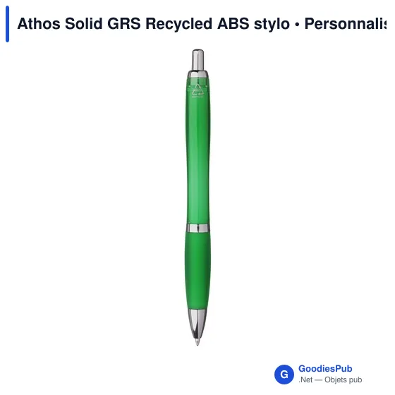 Stylo bille personnalisable en ABS recyclé avec logo - Athos Solid GRS - Image 7