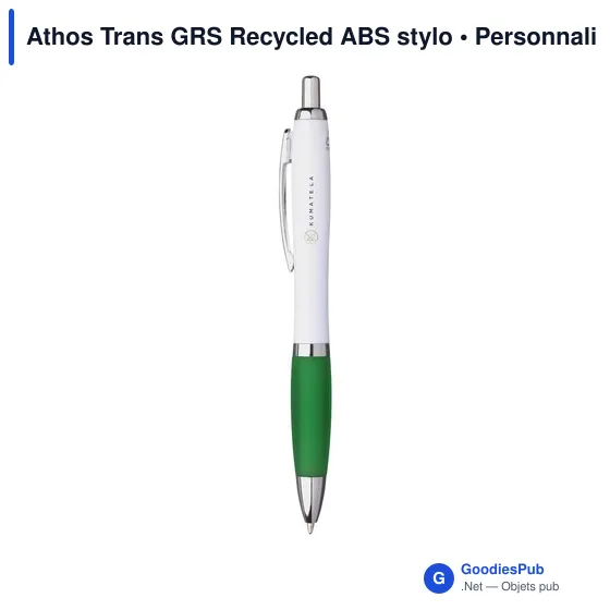 Stylo bille personnalisable en ABS recyclé avec logo - Athos Trans GRS - Image 1