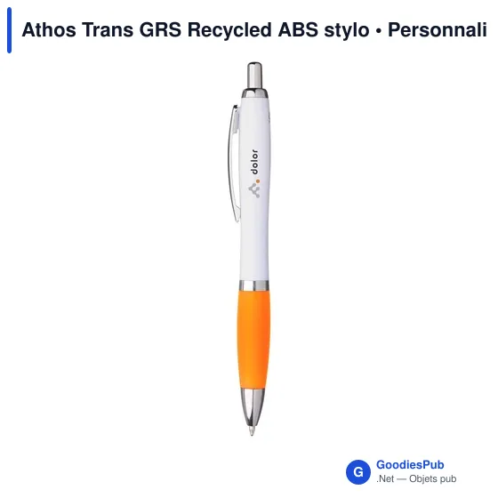 Stylo bille personnalisable en ABS recyclé avec logo - Athos Trans GRS - Image 11