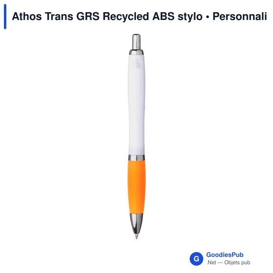 Stylo bille personnalisable en ABS recyclé avec logo - Athos Trans GRS - Image 12