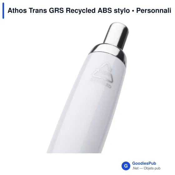 Stylo bille personnalisable en ABS recyclé avec logo - Athos Trans GRS - Image 3