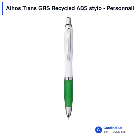 Stylo bille personnalisable en ABS recyclé avec logo - Athos Trans GRS - Image 5