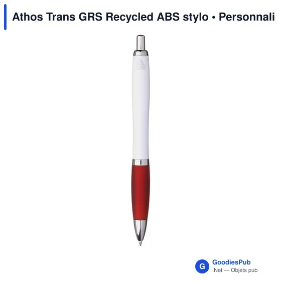 Stylo bille personnalisable en ABS recyclé avec logo - Athos Trans GRS - Image 7
