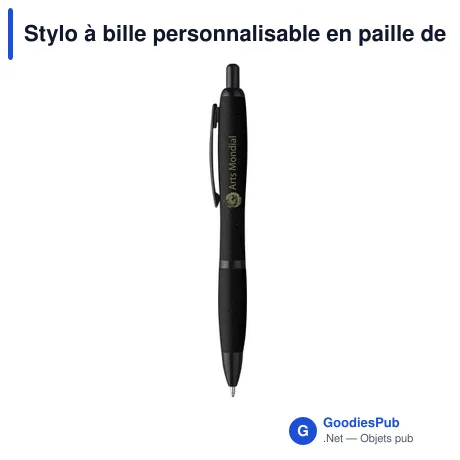 Stylo à bille personnalisable en paille de blé avec logo - Athos Wheat-Cycled Pen