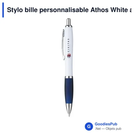 Stylo bille personnalisable Athos White avec logo