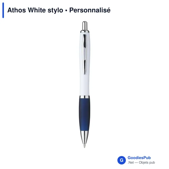 Stylo bille personnalisable Athos White avec logo - Image 2