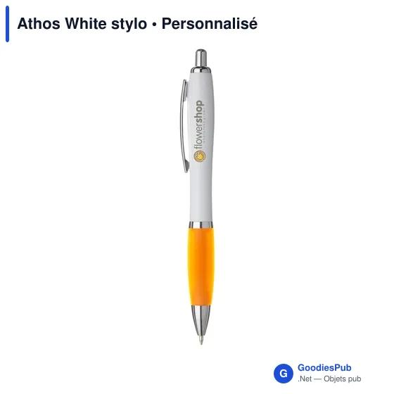 Stylo bille personnalisable Athos White avec logo - Image 11