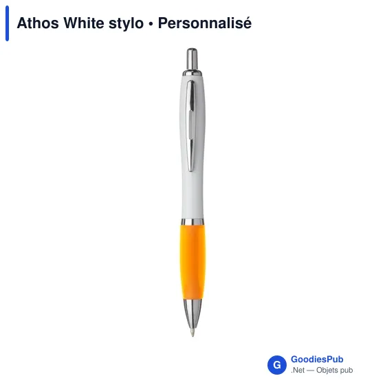 Stylo bille personnalisable Athos White avec logo - Image 12