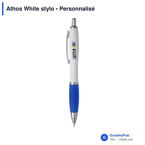 Stylo bille personnalisable Athos White avec logo - Image 3