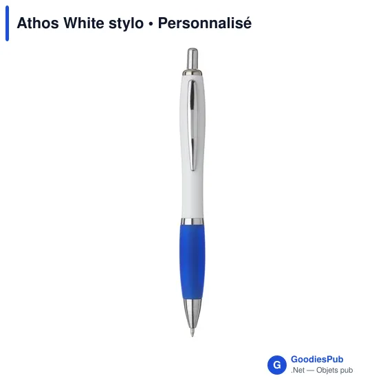 Stylo bille personnalisable Athos White avec logo - Image 4