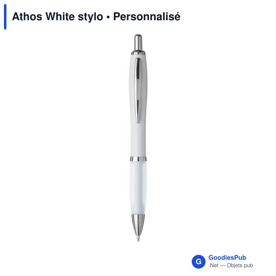 Stylo bille personnalisable Athos White avec logo - Image 5