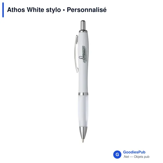 Stylo bille personnalisable Athos White avec logo - Image 6