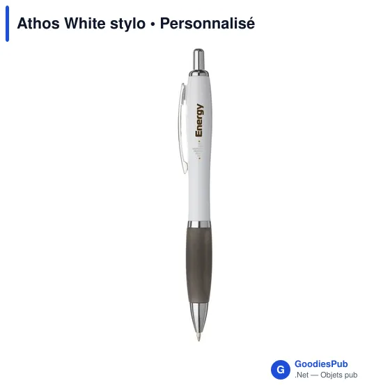 Stylo bille personnalisable Athos White avec logo - Image 7