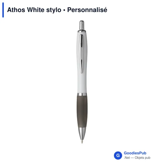 Stylo bille personnalisable Athos White avec logo - Image 8