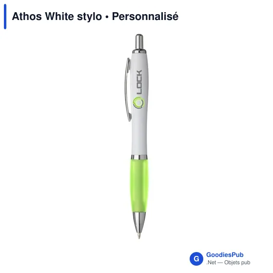 Stylo bille personnalisable Athos White avec logo - Image 9