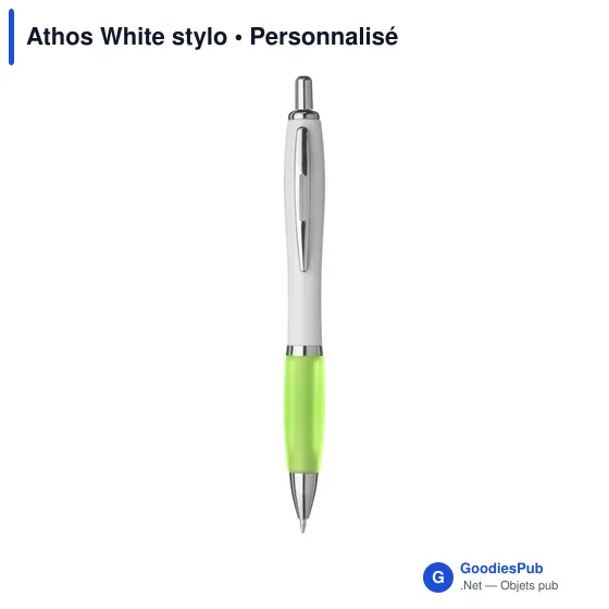 Stylo bille personnalisable Athos White avec logo - Image 10