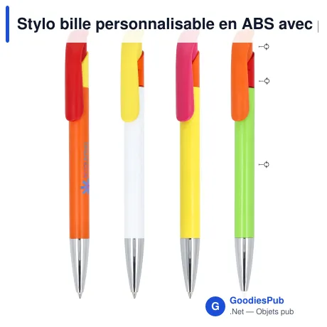 Stylo bille personnalisable en ABS avec pointe métal - Atlas Combi