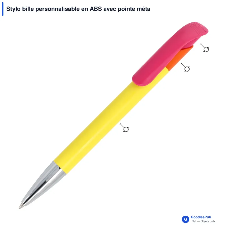 Stylo bille personnalisable en ABS avec pointe métal - Atlas Combi - Image 2