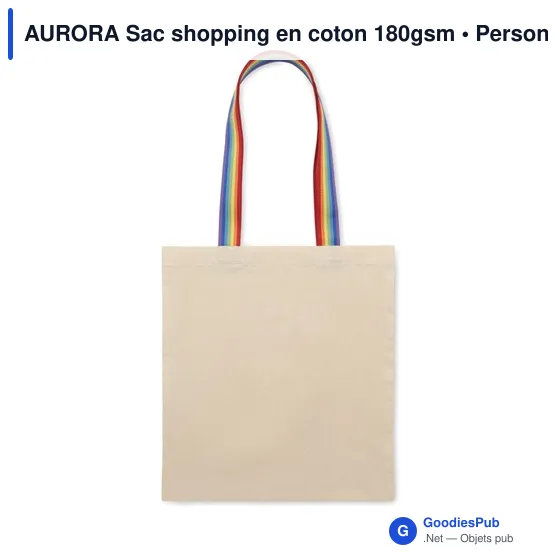 Sac shopping personnalisable AURORA en coton 180gsm avec logo - Image 2